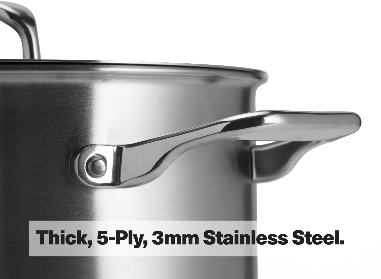 Misen 5-Ply Stainless Steel Stockpot - 8 QT Large Cooking Pot for Boiling, Simmering & Stewing - Even Heat Distribution - Durable, Dishwasher & Oven Safe (800°F) - Induction Compatible - Perfect for Soups, Pasta & Family Meals