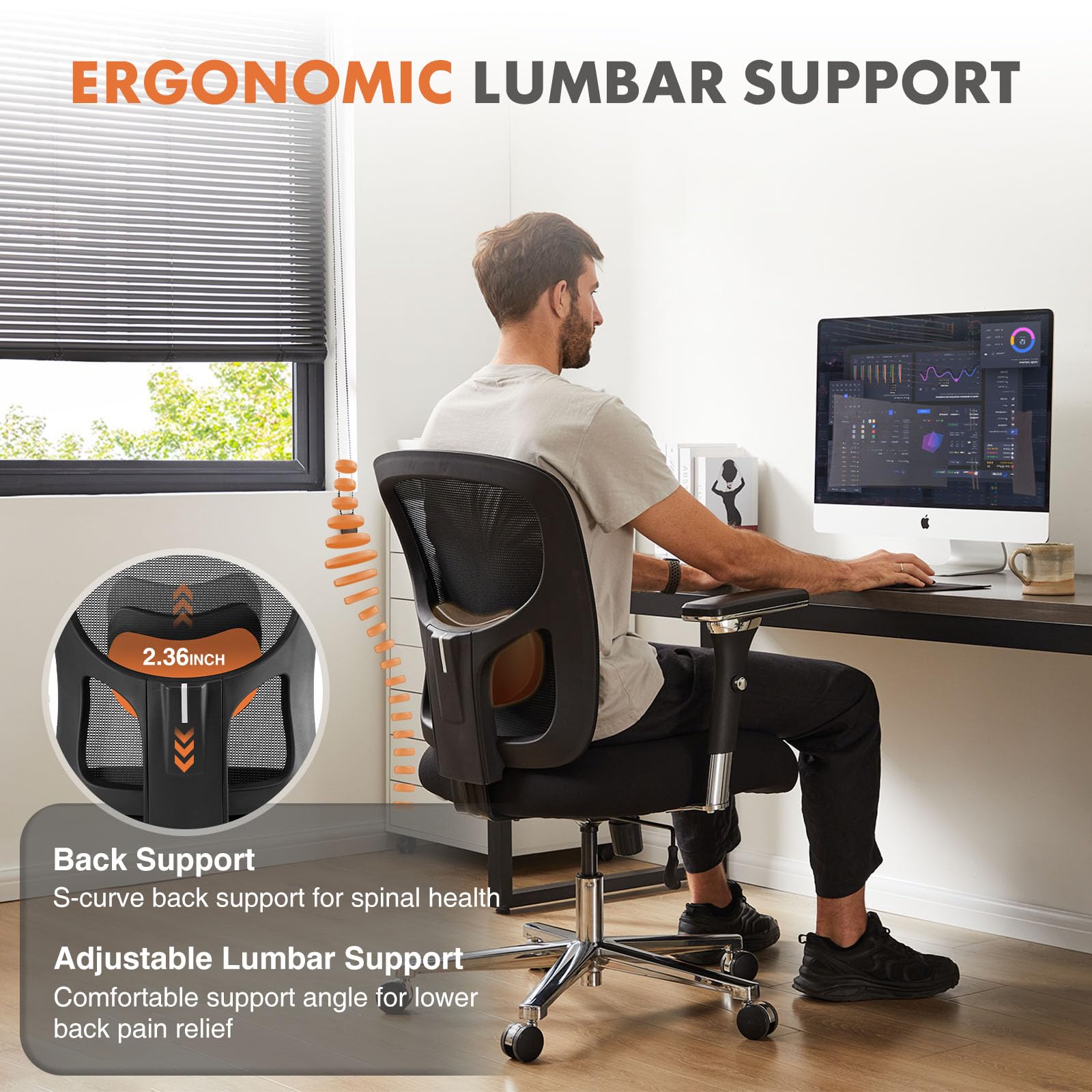 Heavy Duty Big and Tall Office Chair 500lbs Capacity - Ergonomic Adjustable Lumbar Support, 3D Armrests & Smooth Rolling Wheels - Home & Executive Office Chair for Adults - Perfect for Long Work Hours & Gaming Sessions