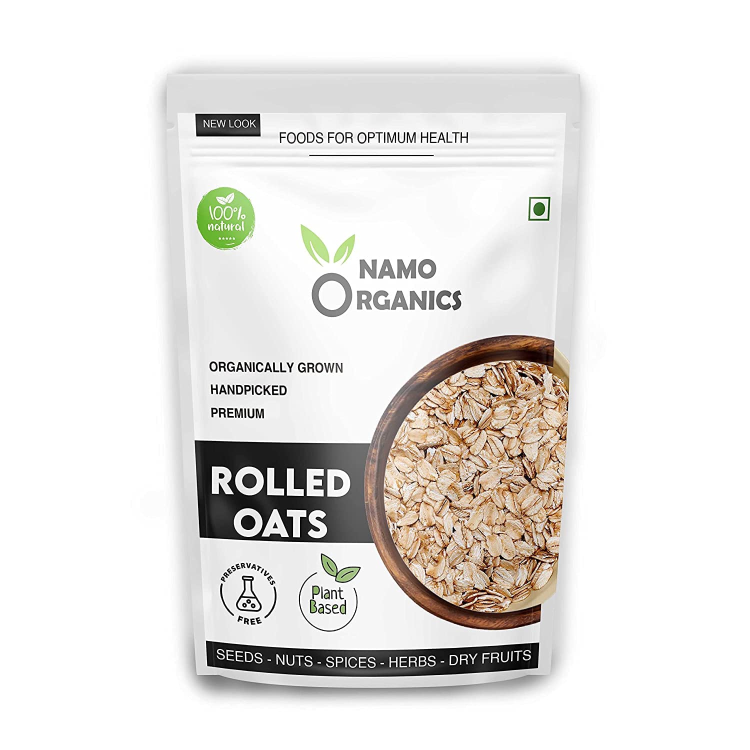 Organic Rolled Oats 1kg - 100% Whole Grain Gluten Free Oats for Healthy Breakfast & Diet - Perfect for Oatmeal, Baking, Smoothies & Weight Loss