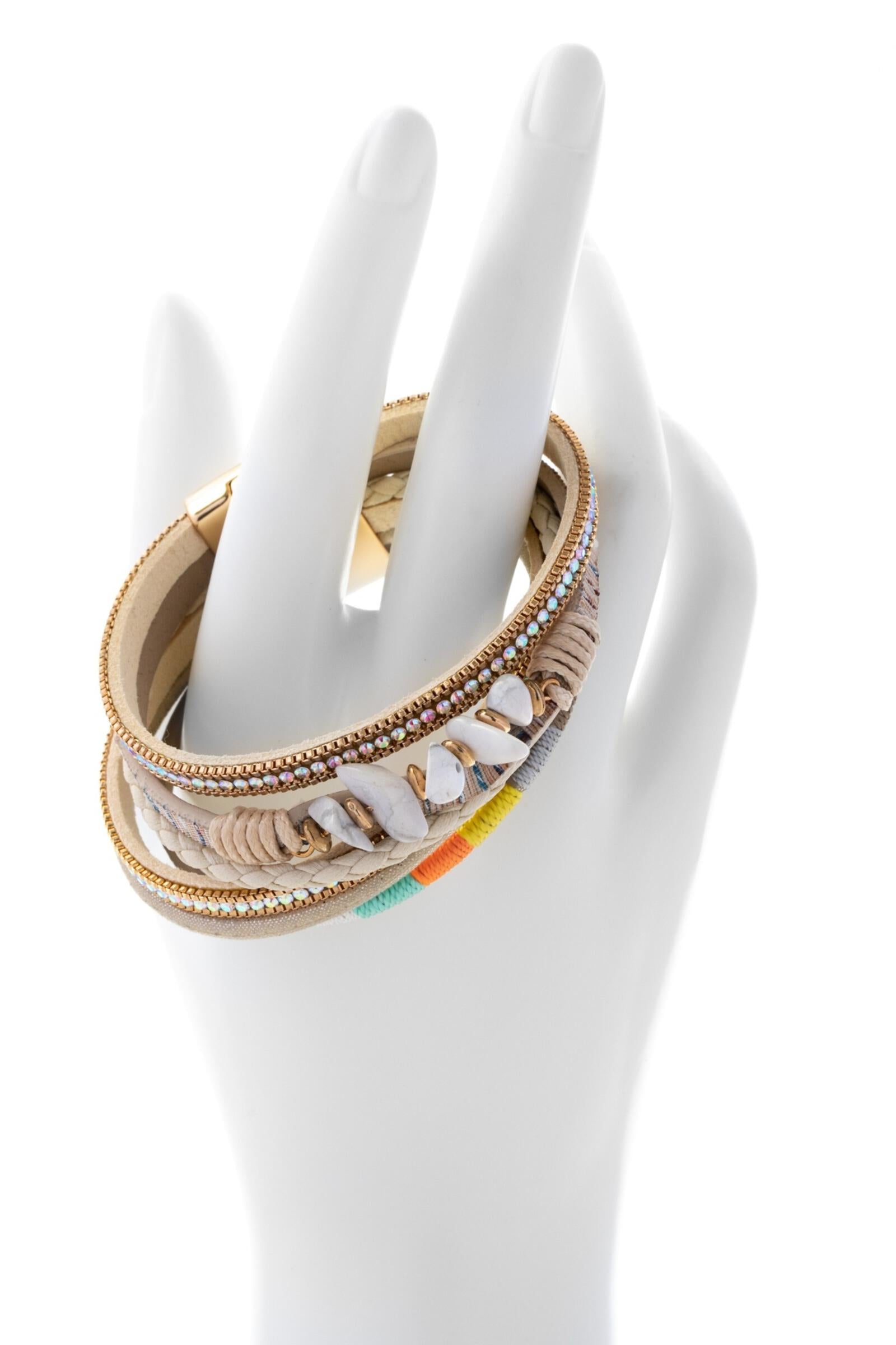 Angled Stone Adorned Bracelet - Elegant Beaded Jewelry for Women, Boho Chic Adjustable Wristband - Perfect for Parties, Weddings & Everyday Wear