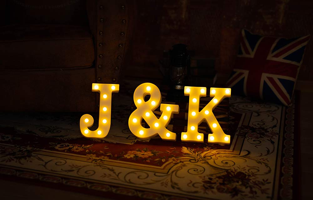 LED Letter Lights - Battery Powered Light Up Sign Letters for Night Light, Wedding, Birthday Party, Christmas Decor - Home Bar & Room Decoration (Letter N)