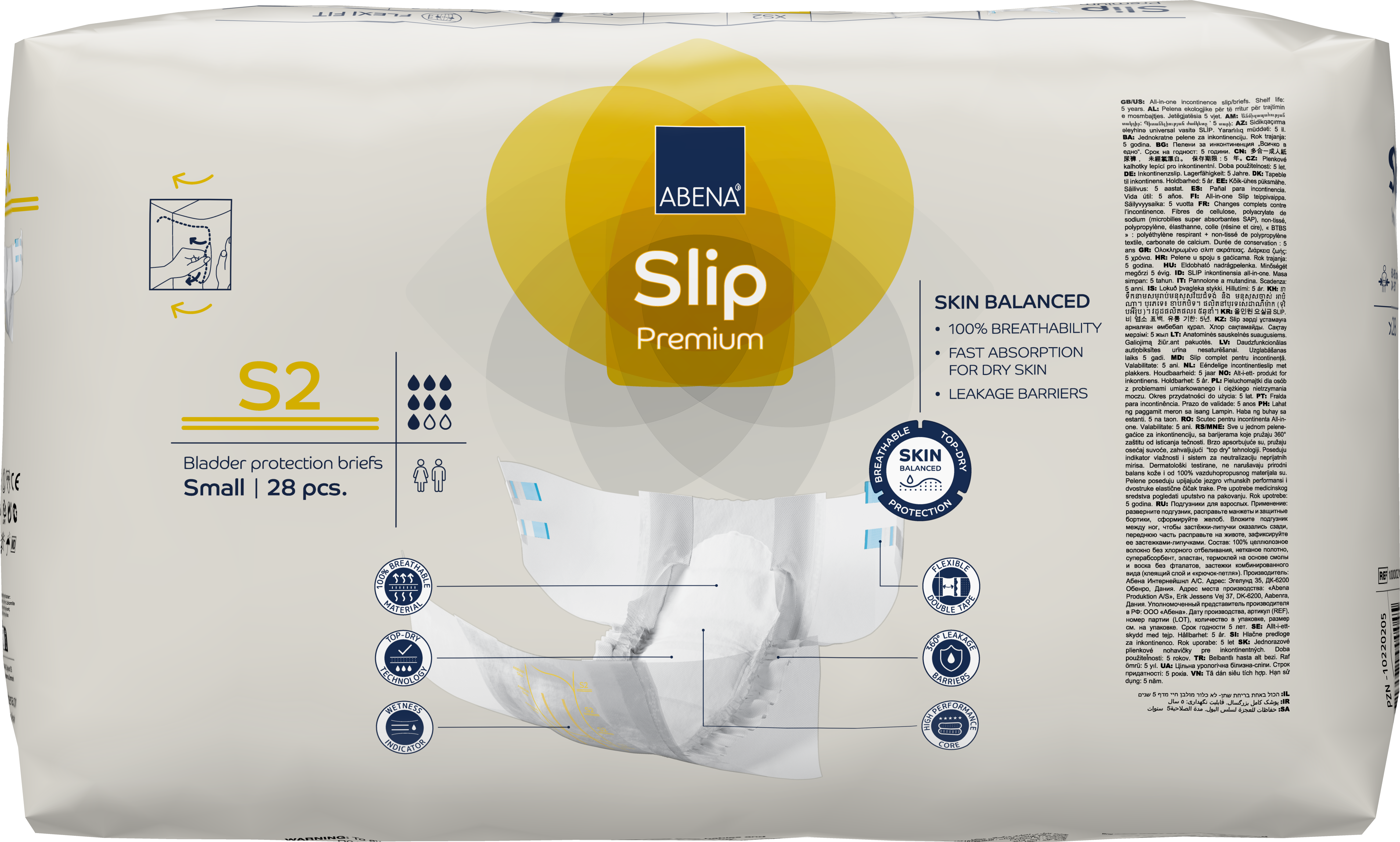 Abena Slip Premium Incontinence Briefs for Adults - Super Absorbent Diapers for Overnight Protection & Heavy Leakage - Ideal for Elderly Care, Post-Surgery & Bedridden Patients