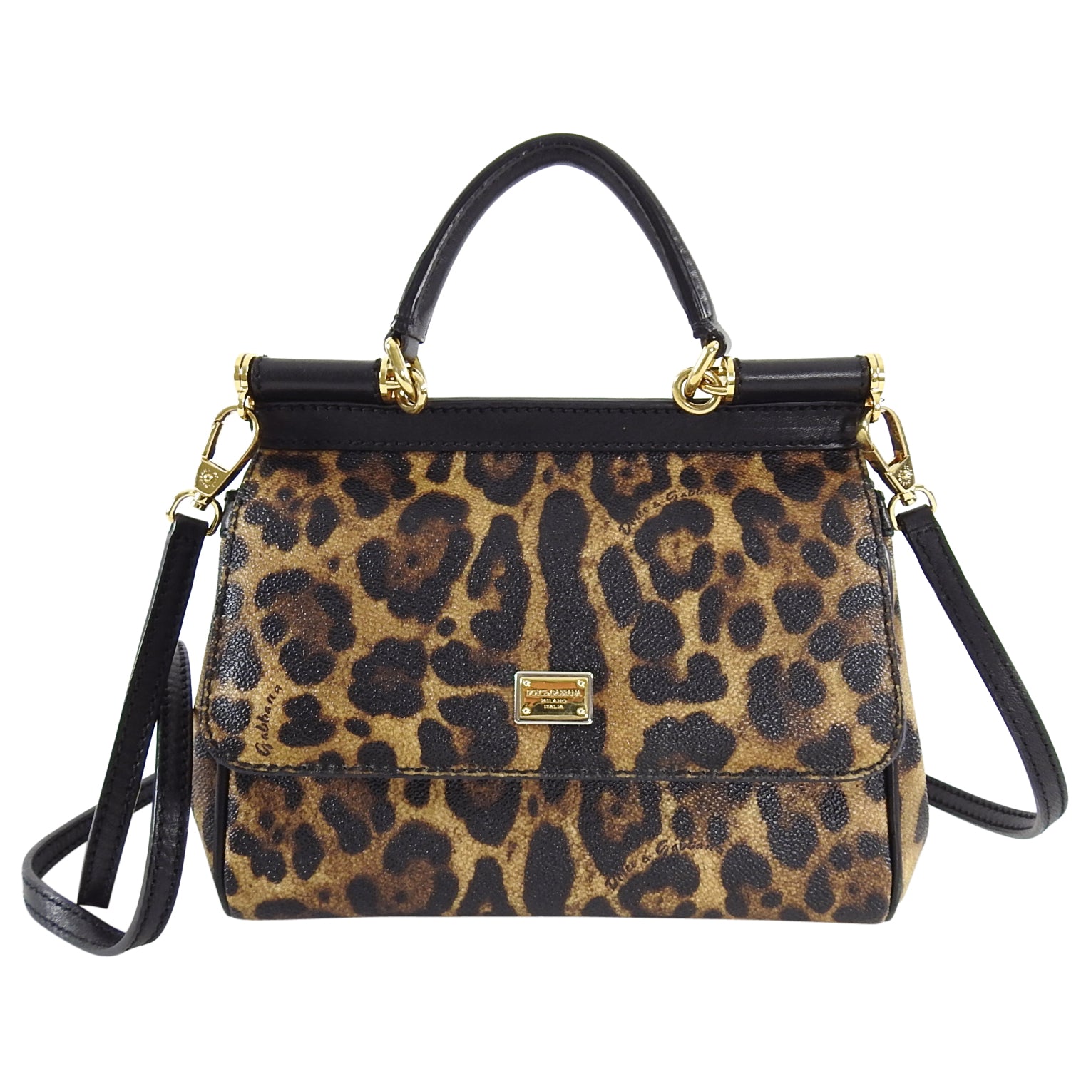Dolce & Gabbana Miss Sicily Small Leopard Print Leather Handbag - Perfect for Women's Fashion, Evening Parties & Luxury Gift Giving