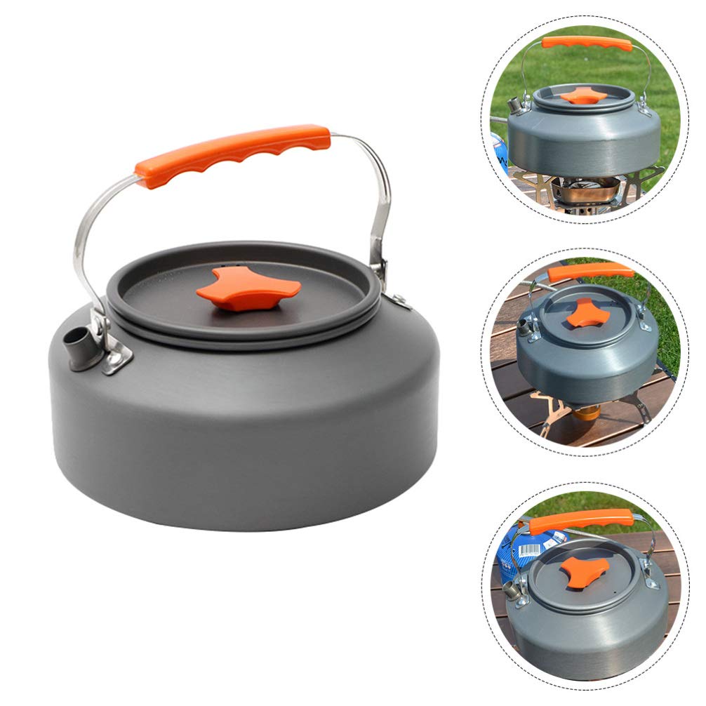 Hemoton Stainless Steel Camping Tea Kettle - 1L Portable Outdoor Kettle for Hiking, Picnic & Backpacking - Lightweight Boiling Water Pot for Campfire, RV & Emergency Preparedness