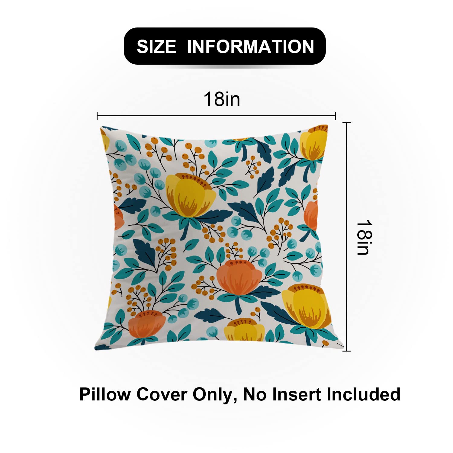 Shrahala Modern Fun Pattern Pillow Covers - Elegant Seamless Design Decorative Throw Pillowcases 18x18 Inch (45x45cm) Set of 2 for Sofa, Bed, Living Room & Home Decor