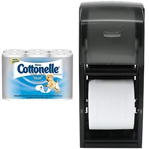 Kimberly-Clark Professional Double Roll Tissue Dispenser with 48-Pack Kleenex Cottonelle Ultra Soft Bathroom Tissue Refills | Commercial & Home Office Use