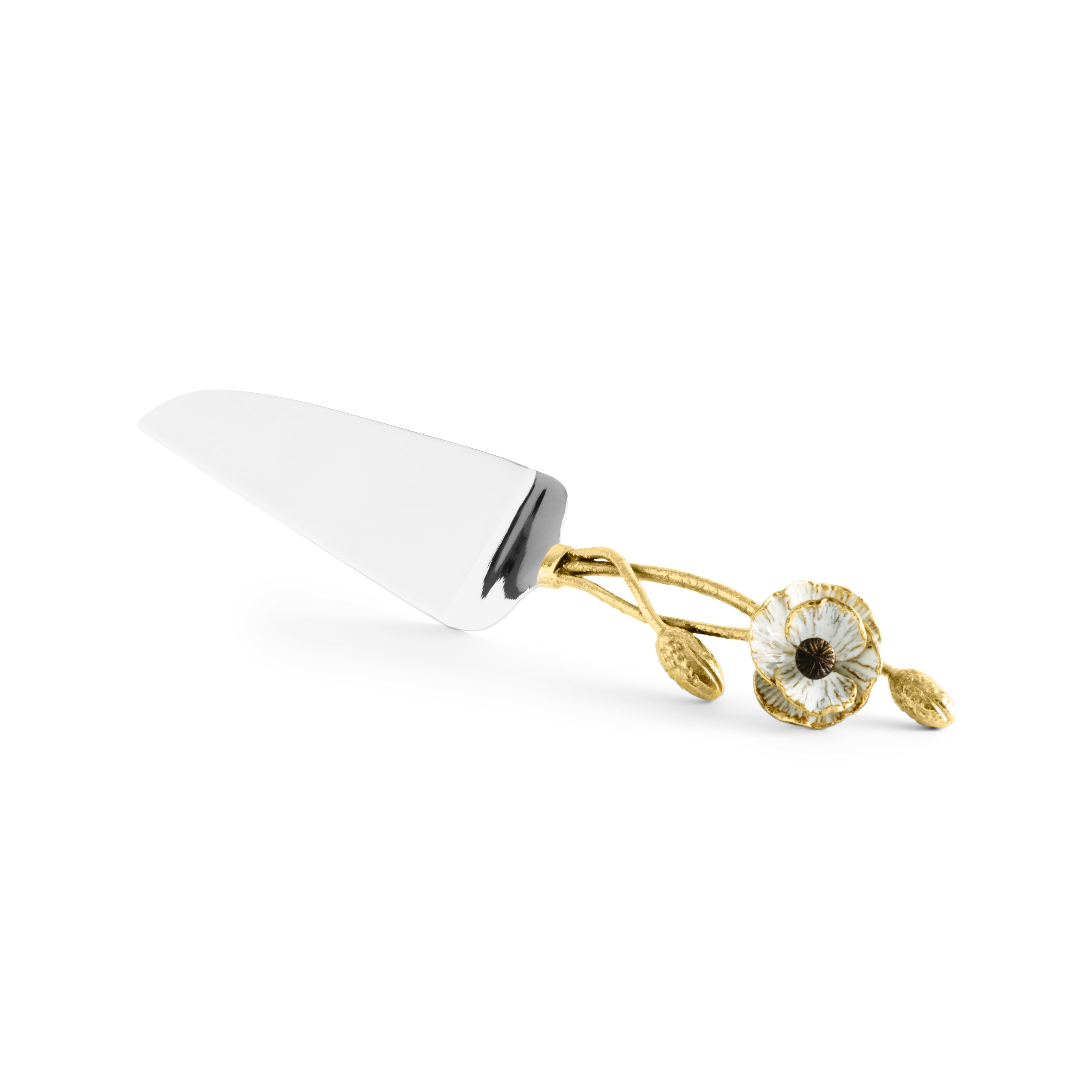 Stainless Steel Anemone Cake Server - Elegant Cake Cutting and Serving Tool for Weddings, Birthdays, and Special Occasions