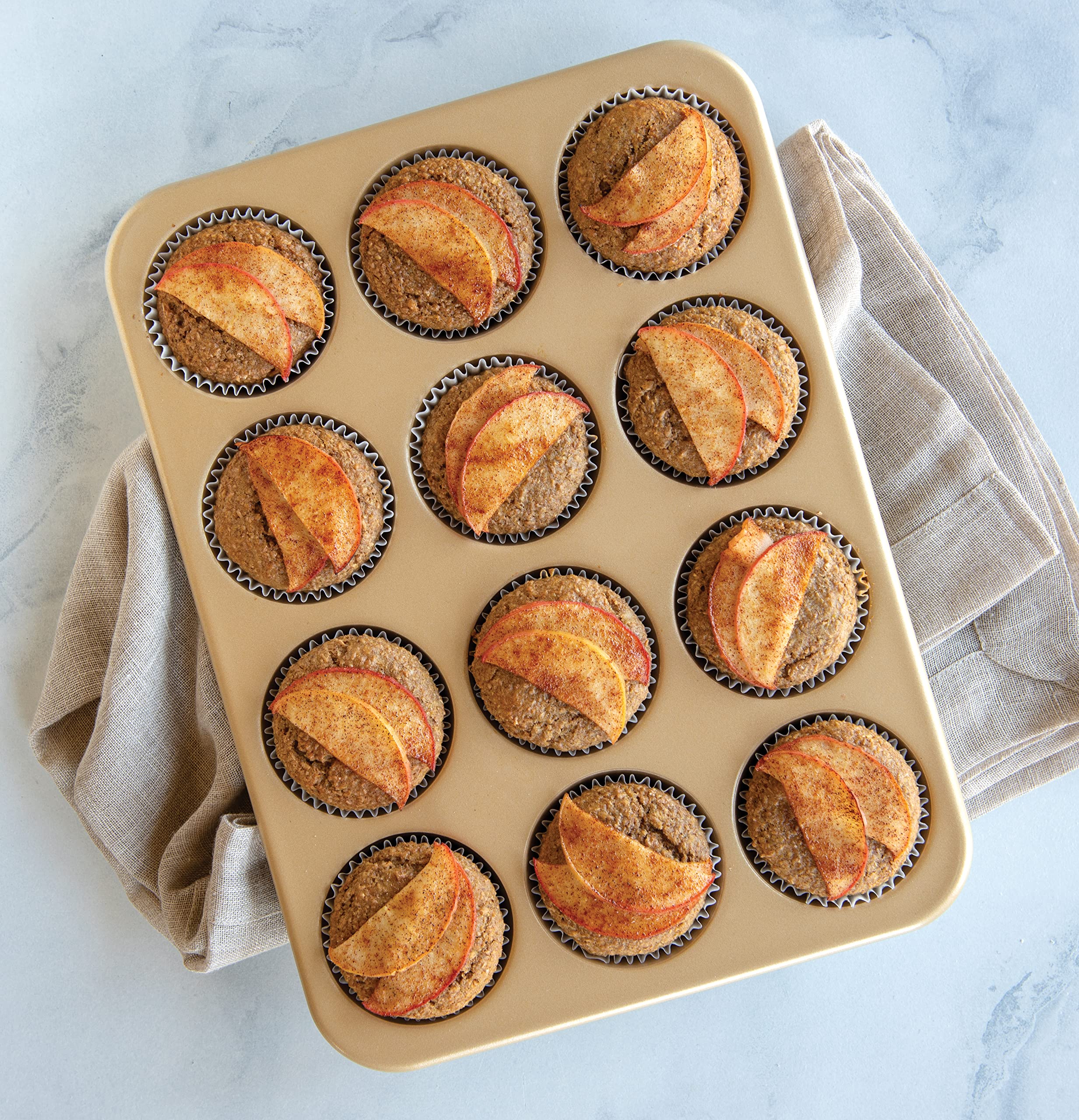 Nordic Ware Naturals 12-Cup Non-Stick Aluminum Muffin Pan - 2.75 Inch Cups for Baking Cupcakes, Muffins & Mini Pies - Perfect for Home Baking, Parties & Holiday Treats