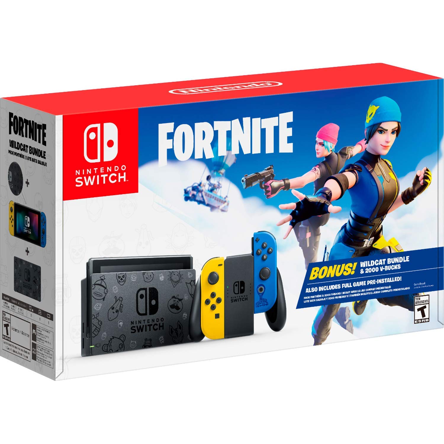 Nintendo Switch Fortnite Wildcat Special Edition Console - Yellow & Blue Joy-Con, Pre-Installed Fortnite Game, 6.2