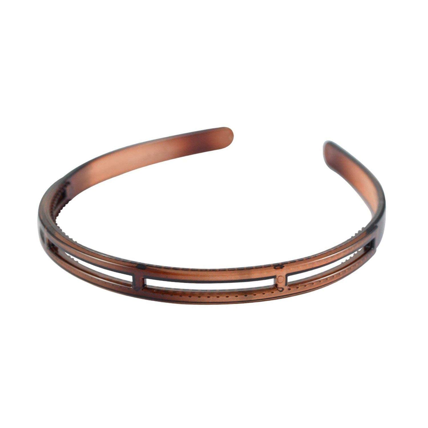 3-Piece Fashion Plastic Elastic Hair Bands Set - Wavy Hair Comb Headband with Teeth for Shine (Black & Brown) - Korean Double Layer Hair Hoop Accessories for Women & Girls - Perfect for Daily Styling, Workouts, and Special Occasions