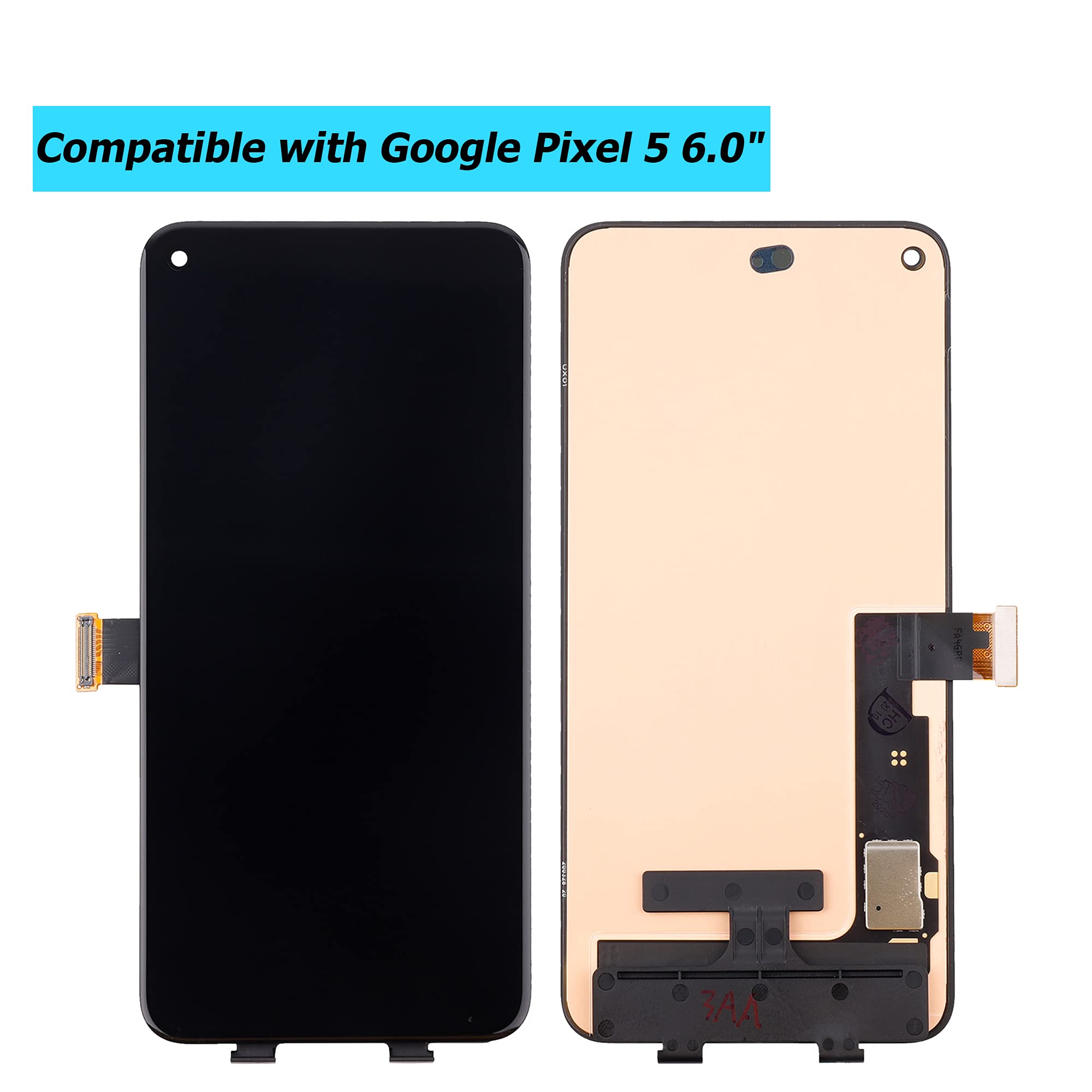 Vvsialeek OLED Touch Screen Display for Google Pixel 5 (6.0 Inch) - Fingerprint Compatible LCD Replacement with Installation Tools - Perfect for Screen Repairs & DIY Phone Maintenance