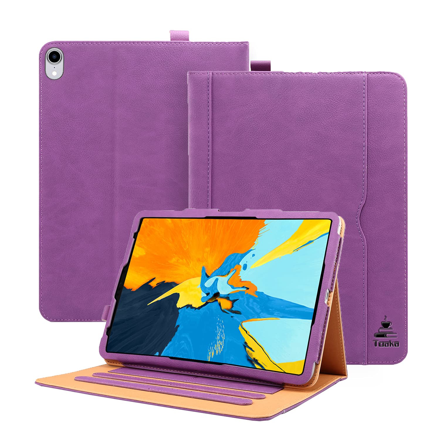TOAKA Premium Leather iPad Air 4 Case (2020, 10.9 Inch) - Slim Folio Stand Cover with Auto Sleep/Wake, Document Pockets & Card Slots - Multiple Viewing Angles - Perfect for Work, Travel & Home Use (Purple)