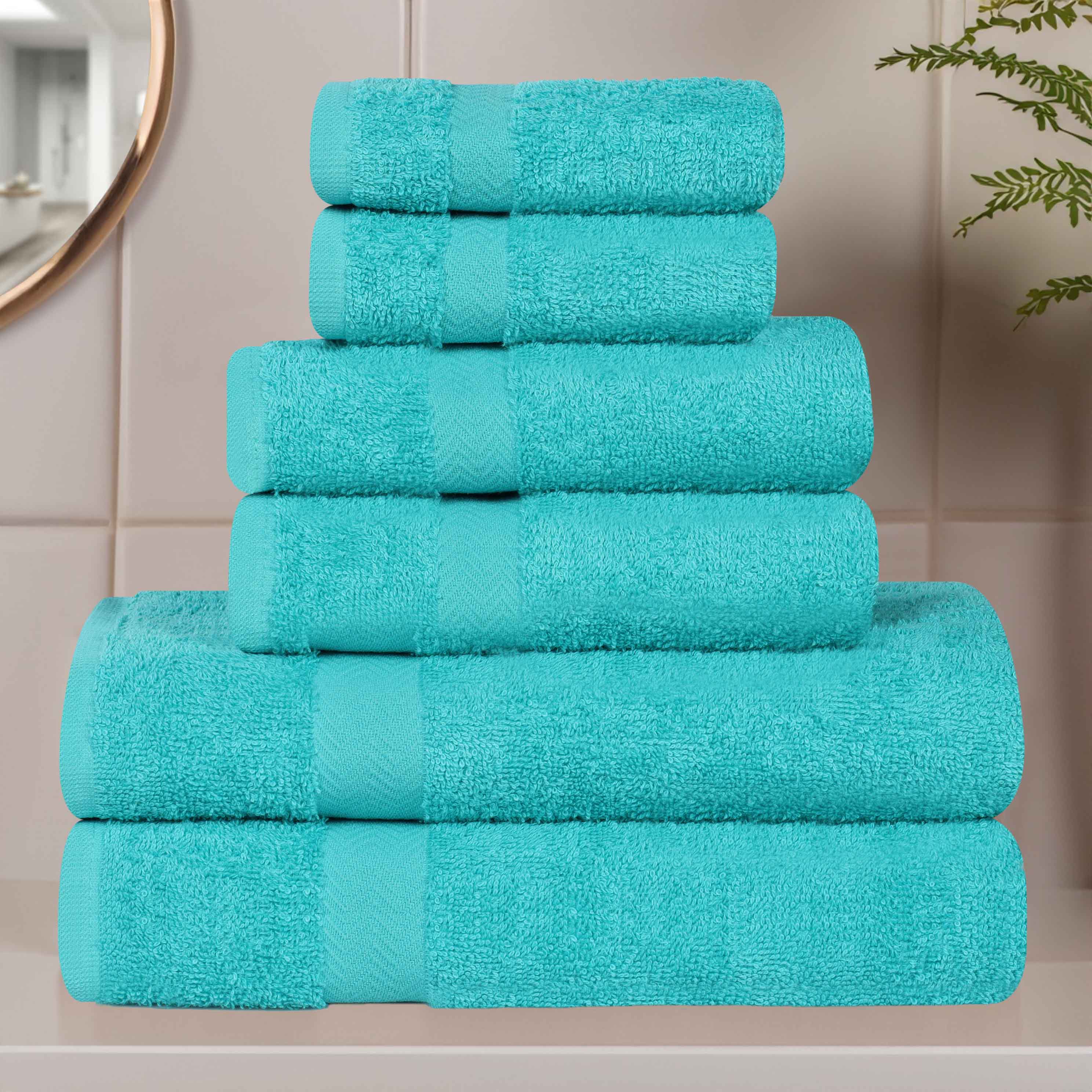 6-Piece Organic Cotton Eco-Friendly Soft Absorbent Bath Towel Set for Spa, Gym & Home Use - Ultra Plush & Quick Drying