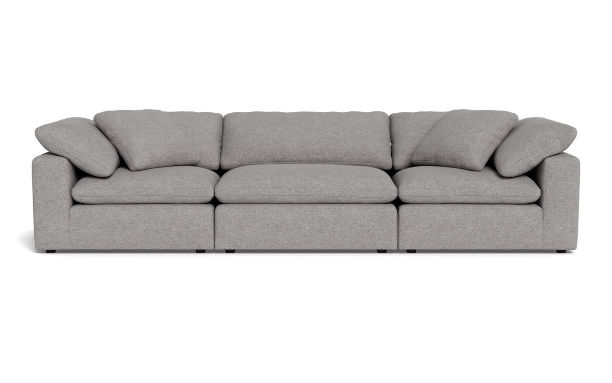 Fluffy 3-Piece Sofa Set - Ultra Soft Plush Fabric Sectional Couch for Living Room, Lounge & Family Room - Comfortable Modern L-Shaped Sofa with Pillows