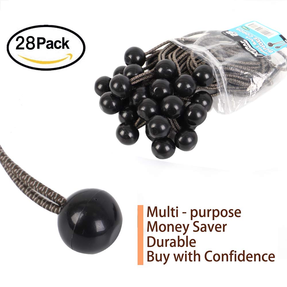 XSTRAP STANDARD 28-Piece 9-Inch Heavy Duty Ball Bungee Cords - Elastic Tie Down Balls for Canopy, Tarp, Tent, Straps & Wires - Camouflage Design - Perfect for Camping, RV, Boat Cover & Outdoor Gear Organization