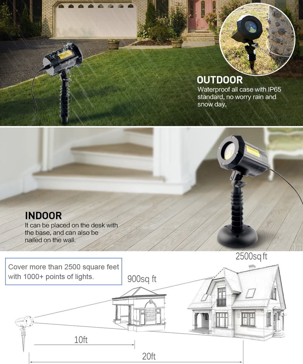 Poeland Solar Garden Lights with Moving Laser Projection - Outdoor Christmas Star Projector for Yard, Patio, and Holiday Decorations | Perfect for Halloween, Christmas, and Party Decor
