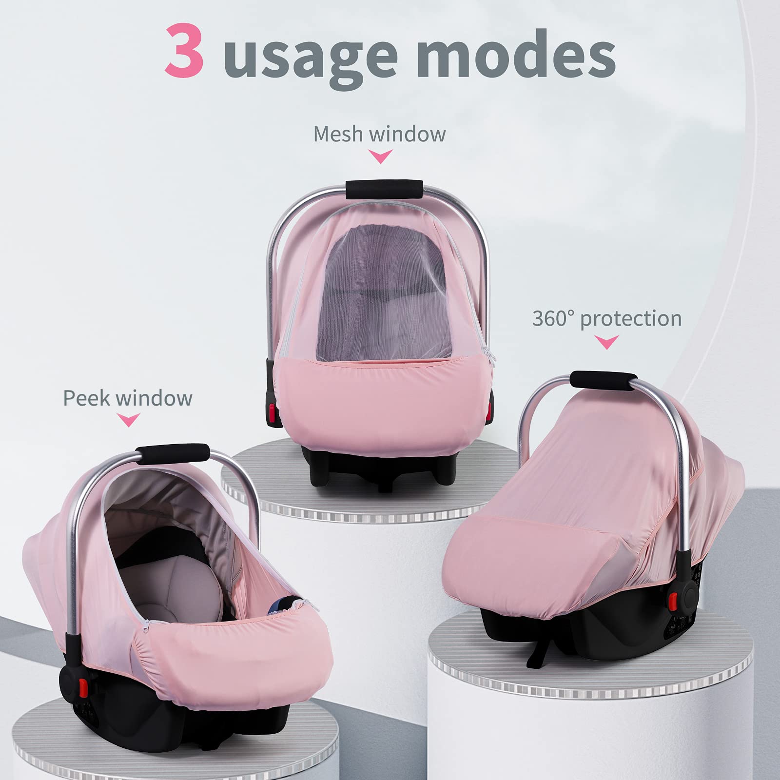 Premium Baby Car Seat Covers for Boys & Girls - Breathable Stretchy Infant Car Seat Canopy with Adjustable Mesh Window & Storage Pocket - Kick-Proof Stroller Cover for Spring & Summer - Perfect for Travel, Shopping & Outdoor Adventures