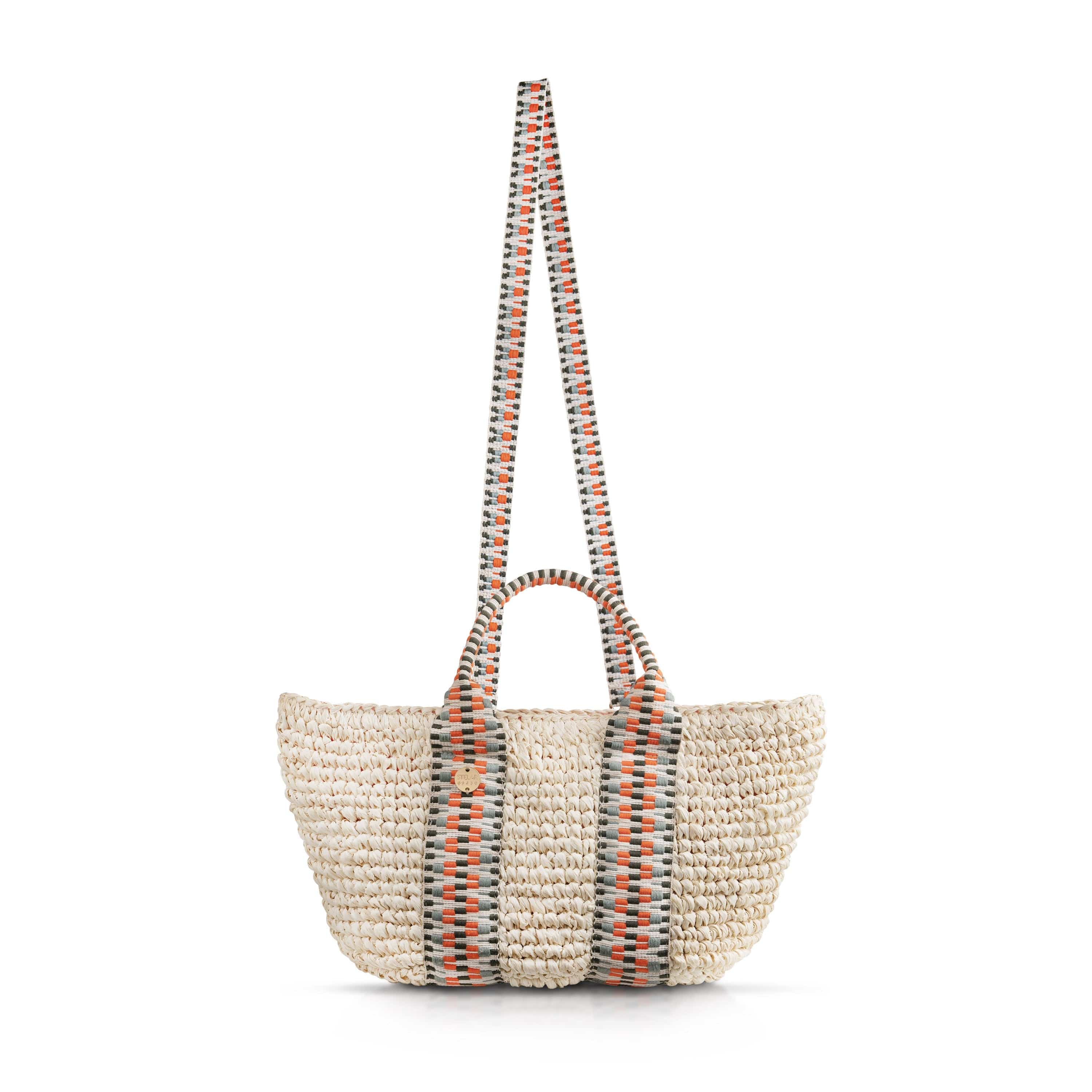 Gili Raffia Vegan Tote Bag for Women - Natural & Hot Orange Handmade Beach Bag | Perfect for Summer Vacation, Shopping, and Eco-Friendly Lifestyle