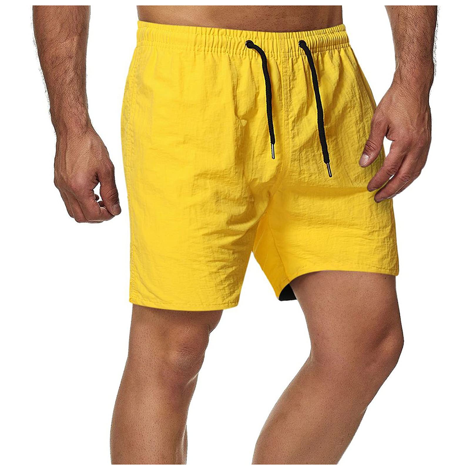 Men's Casual Athletic Shorts - Solid Color Drawstring Workout Shorts for Summer, Beach & Gym | Mid Waist Comfort for Running, Training & Outdoor Activities