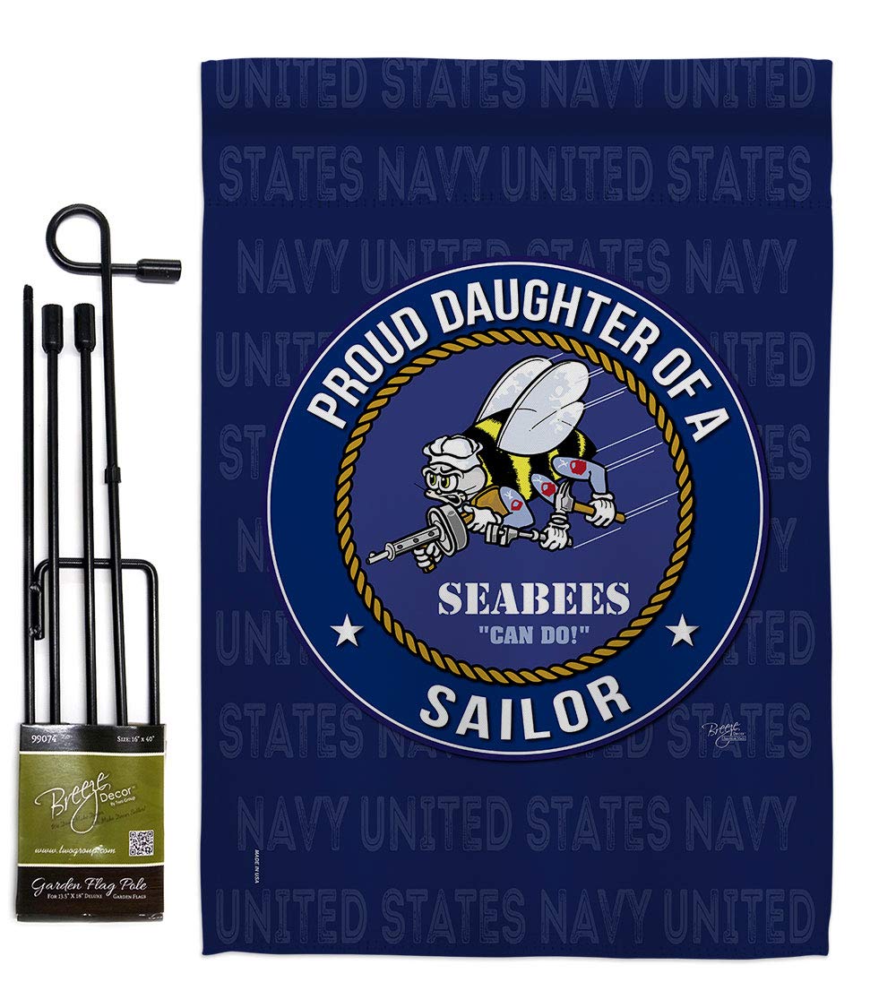USN Seabee Garden Flag Set - Double-Sided 13x18.5in - Perfect for Military Yard Decor