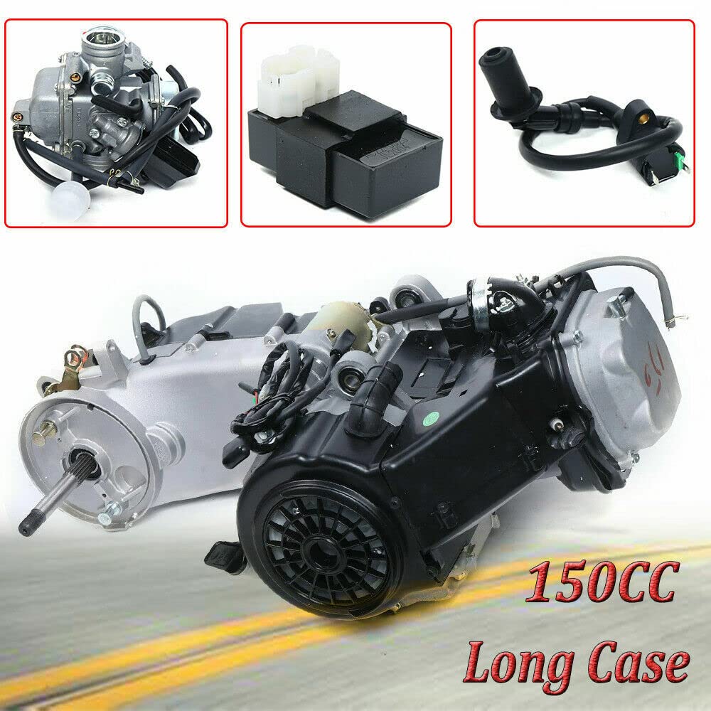 150CC 4-Stroke Engine Motor Kit - Complete GY6 Single Cylinder Replacement for 110cc-150cc ATVs, Go Karts & Scooters | High-Flow Oil Pump, CVT Carburetor, Top Mount Design | Perfect for Off-Road Adventures & Scooter Upgrades