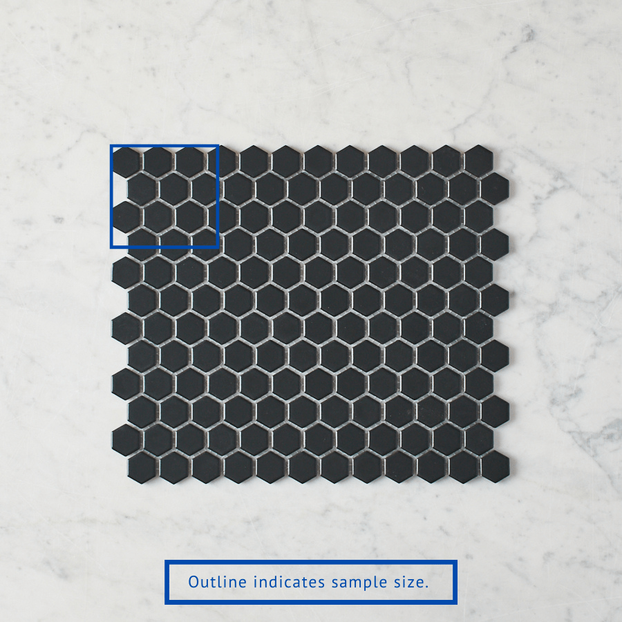 Peppermint Grove Small Black Matte Hexagon Mosaic Tile Sample - Perfect for Kitchen Backsplash, Bathroom Wall, and DIY Home Decor Projects