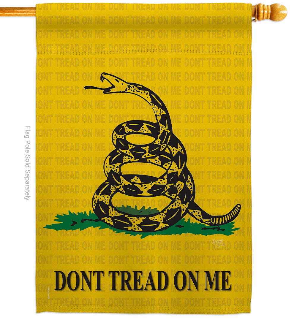 Breeze Decor Gadsden Americana Historic Vertical House Flag 28x40 Inches - Patriotic Outdoor Decoration for Porch, Garden & Yard - Made in USA