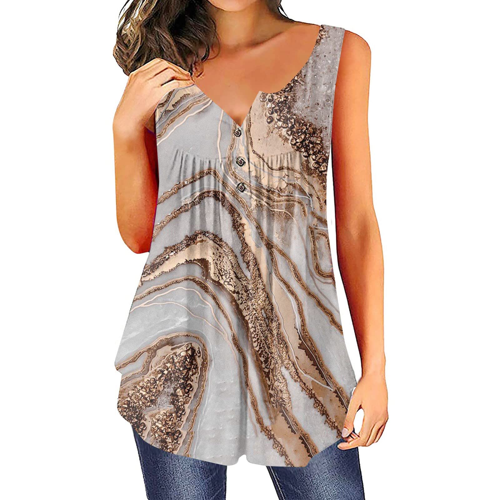 Women's Floral Print Sleeveless V-Neck Cotton Tank Top - Soft Comfortable Summer Blouse for Work, Casual Outfits & Spring Wardrobe | Perfect for Office, Dates & Outdoor Activities