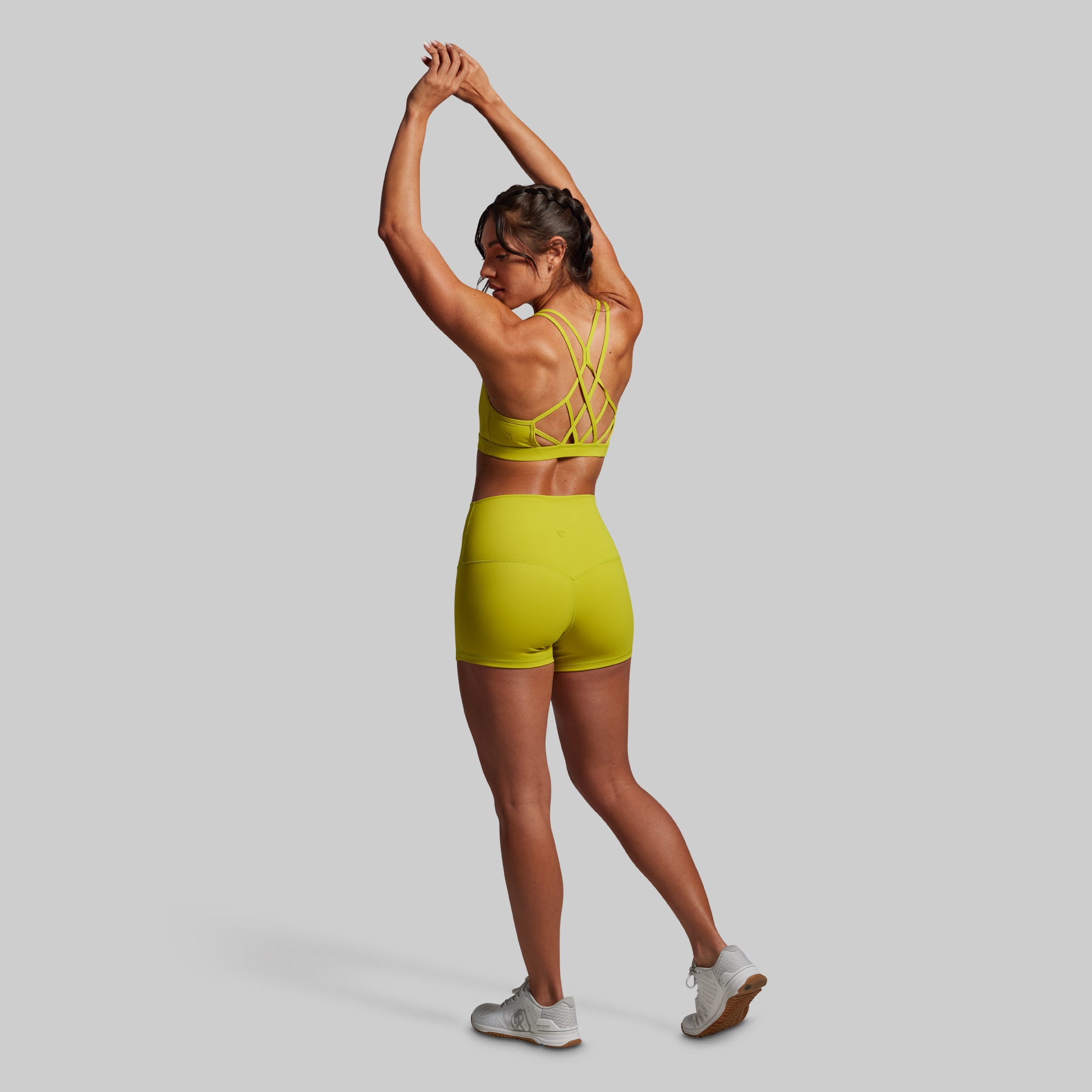 New Heights Booty Short Set - High Waisted Workout Shorts for Women (Citronelle Green) | Gym, Yoga & Running Activewear