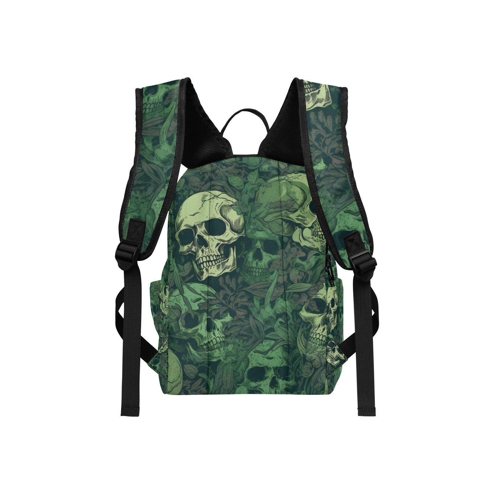 Stylish Green Skulls Lightweight Casual Backpack for Men & Women - Perfect for School, Travel, Work, and Everyday Use