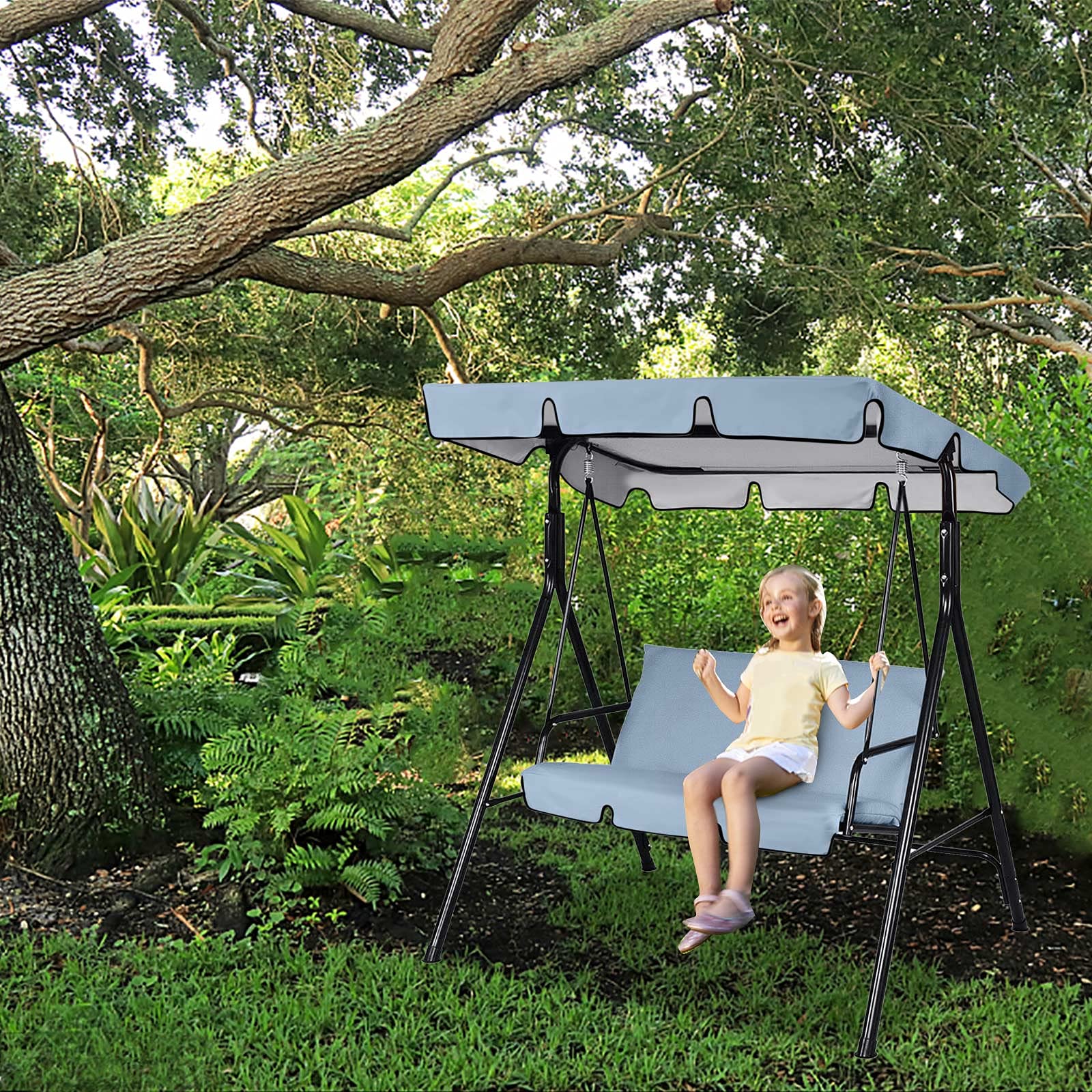 Outdoor Swing Canopy Replacement Cushions & Cover - Weather-Resistant Patio Swing Cover for Garden, Porch & Backyard - Sun Shade Canopy & Seat Cushions for Swing Set - Perfect for Relaxing Outdoors, Lounging in the Garden or Enjoying Summer Afternoons