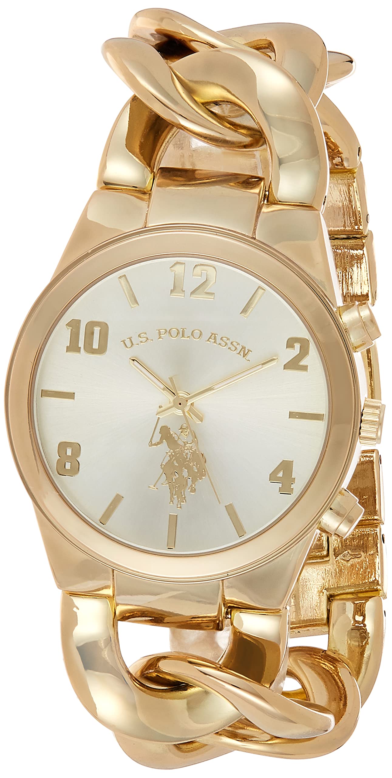 U.S. Polo Assn. Women's Gold Link Bracelet Watch for Casual & Dressy Outfits