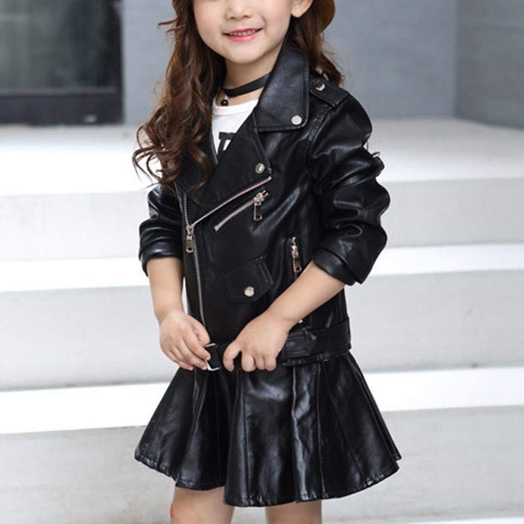 Kids Motorcycle Faux Leather Jacket for Boys & Girls - Winter Coat for Toddlers Ages 1-8 Years | Stylish Outerwear for Riding, Playdates & Cold Weather