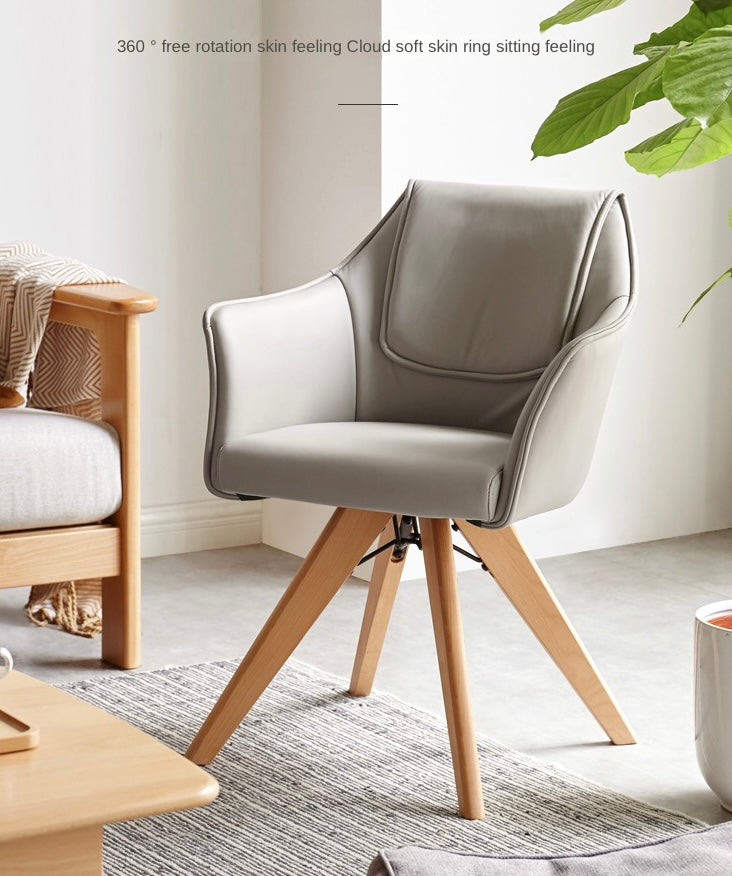 360° Swivel Beech Solid Wood Soft Chair - Ergonomic Comfort for Living Room, Office & Study