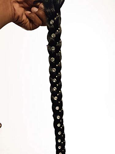 Gauri Uma Fashion Hair Choti with Stone Work - 26 Inch Brown Synthetic Hair Extension for Women - Perfect for Weddings, Parties & Traditional Outfits