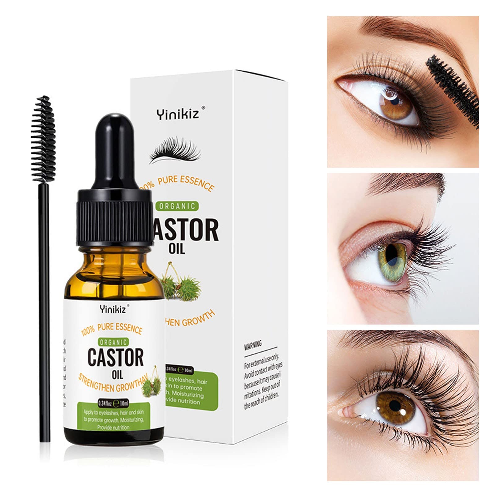 Organic Castor Oil for Eyelash & Eyebrow Growth - 100% Pure Natural Lash Serum & Eyelash Extension Kit | Enhance & Strengthen Lashes for Daily Beauty Routine