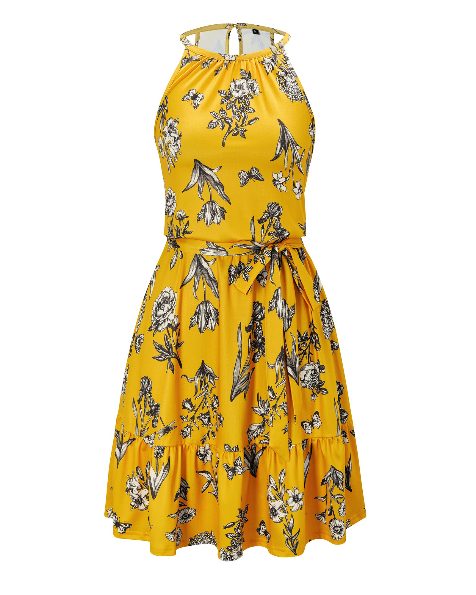 Newshows Women's 2025 Summer Halter Sundress with Pockets - Casual Beach Dress for Vacation, Wedding Guest & Outdoor Events