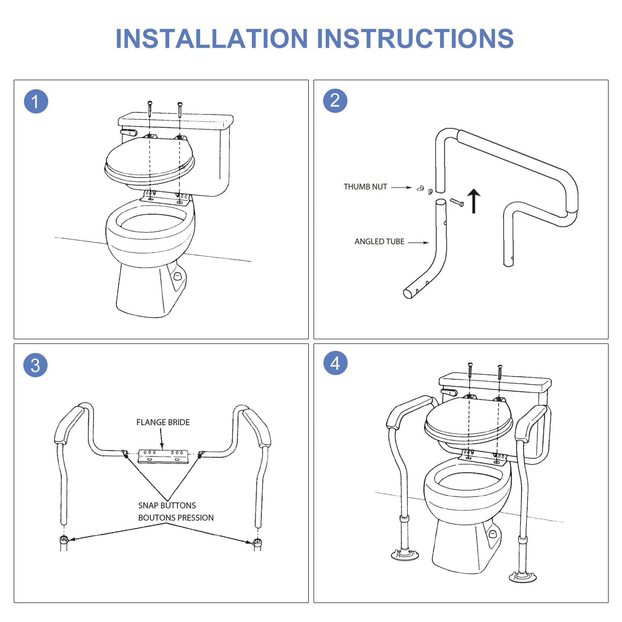 Adjustable Toilet Safety Rails for Seniors - Free Standing Aluminum Frame with Stable Rubber Feet, Supports 330lbs - Ideal for Elderly, Handicapped & Disabled - Perfect for Bathroom Safety & Mobility Assistance