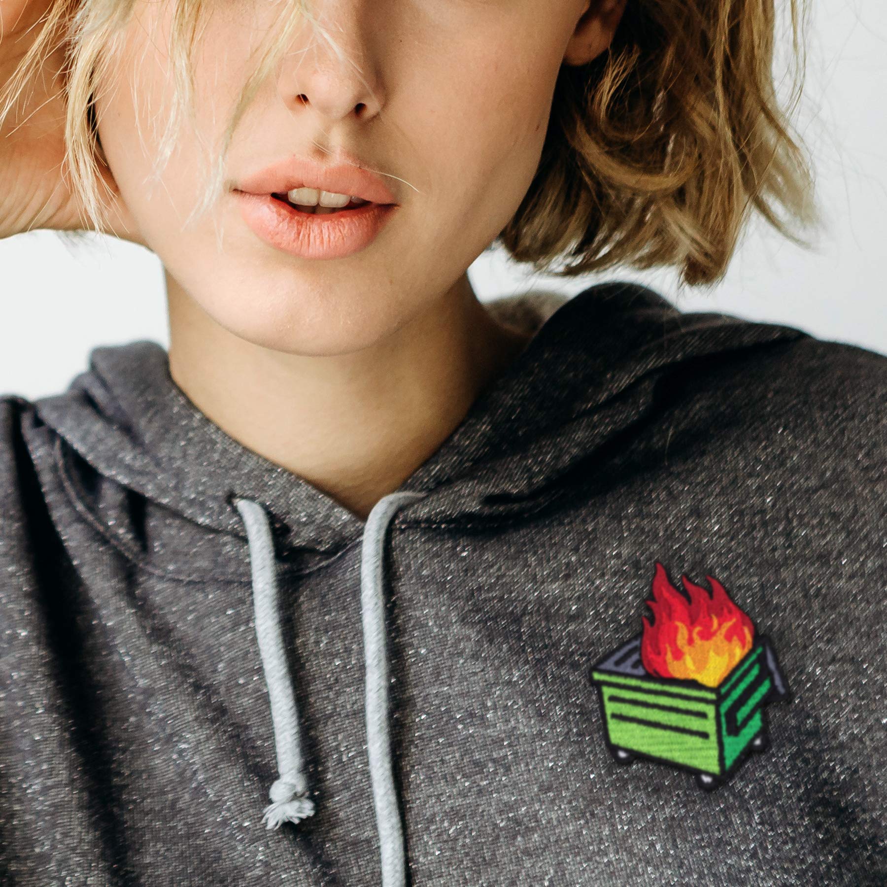 Winks For Days Dumpster Fire Embroidered Iron-On Patch (Green Fire Design) - Perfect for DIY Jackets, Backpacks & Denim Customization
