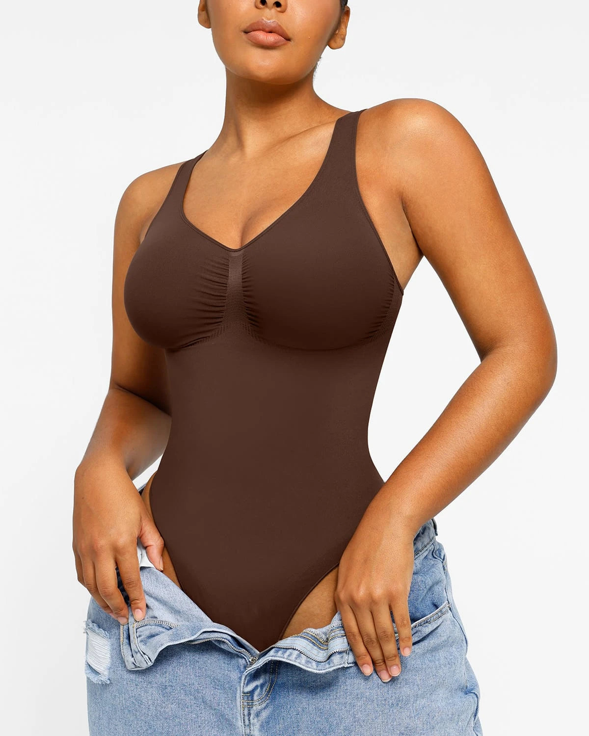 Sexy 2.0 V Neck Thong Bodysuit for Women - Stretchy Lingerie Bodysuit with Snap Closure - Perfect for Date Night, Boudoir Photography & Loungewear