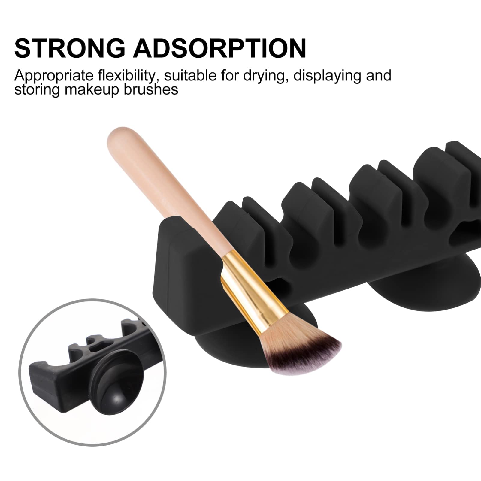 Premium Silicone Makeup Brush Holder - Black Makeup Brush Drying Rack & Organizer for Eyeliner, Painting Pens, Pencils | Perfect for Vanity, Bathroom & Travel Beauty Storage