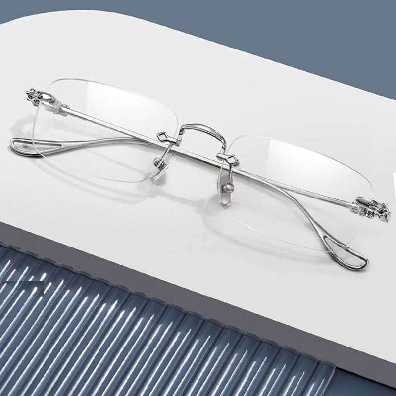 Blue Light Blocking Glasses - HD Anti-Blue Ray Reading Glasses for Computer & Phone Use, Fashionable Frameless Design with Color Changing Lenses - Perfect for Office, Gaming & Screen Time Protection