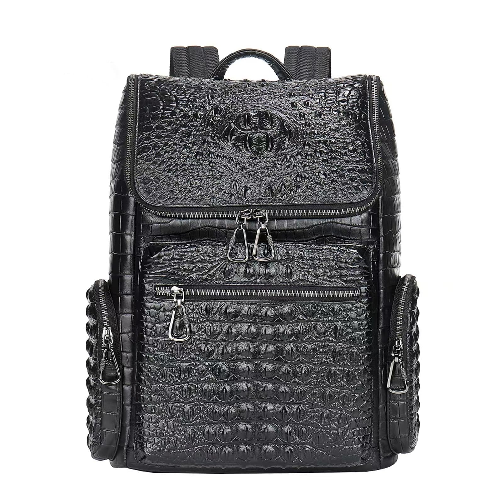Boshiho Genuine Leather Laptop Backpack for Men - Premium Business Travel Backpack with Metal Zipper Pull - Perfect for Work, Commuting & College (Large Size)