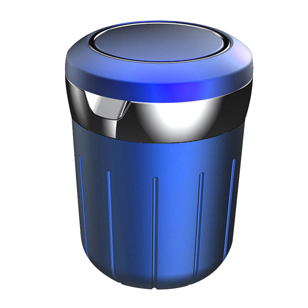 Zcargel Portable Car Ashtray - Windproof Smokeless Sealed Ashtray with Lid & Blue LED Light for Car Cup Holder | Ideal for Home, Office & Travel Use