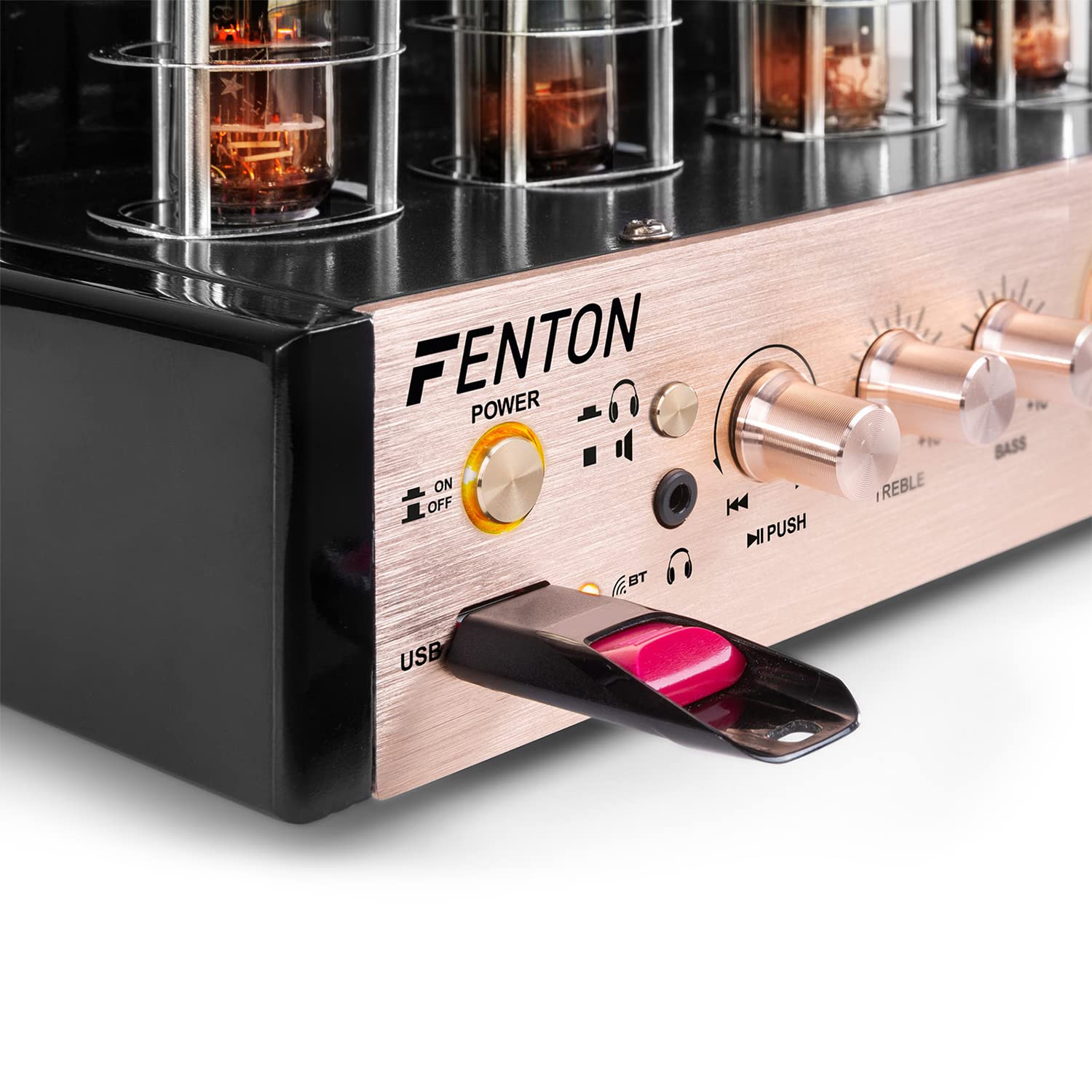 Premium Fenton Tower HiFi Stereo System with Bluetooth & Valve Amplifier - 2x SHFT57B Floor Standing Speakers, USB Playback - Home Theater & Music Listening Bundle (Black) - Perfect for Living Room Audio & Party Entertainment