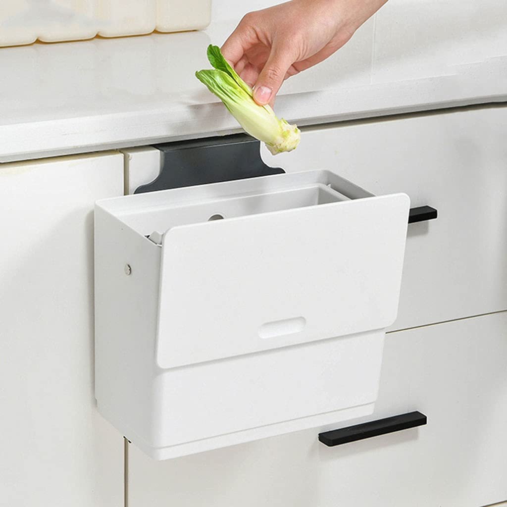 TOMYEUS Hanging Trash Can - Wall Mounted Kitchen & Bathroom Garbage Bin with Cabinet Door Storage - Space Saving Waste Bin for Home, Office, and RV Use