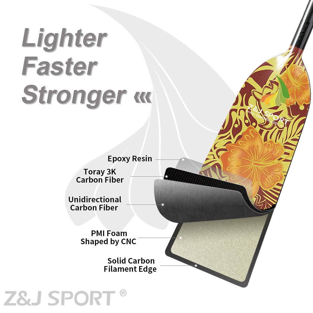 Z&J SPORT Full Carbon Fiber Dragon Boat Paddle with T Handle - IDBF Approved Racing Paddle with Premium Graphics | Perfect for Competitive Dragon Boat Racing & Team Training