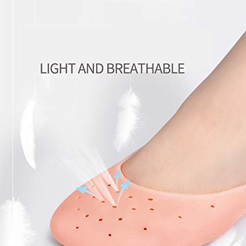Savpesh Silicone Gel Heel Pad Socks for Men & Women - Pain Relief, Foot Care & Toe Separator - Thumb Valgus Protector Guards - Beige | Ideal for Heel Pain, Bunion Relief & Comfortable Walking