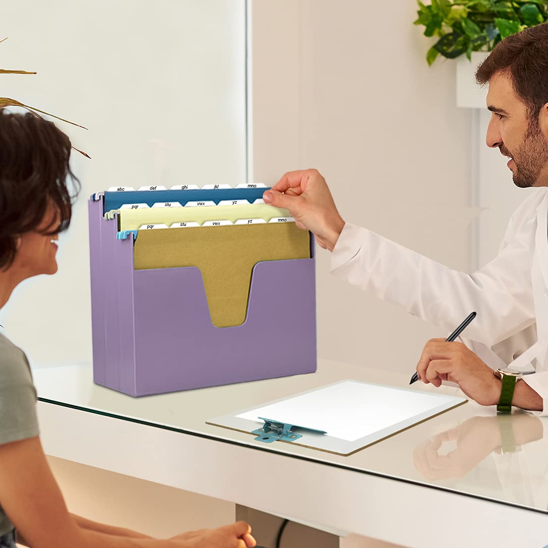 Acrimet 3-Tier Horizontal Hanging File Folder Holder Organizer - Plastic File Storage Box for Letter & A4 Size Documents (Solid Purple) - Perfect for Office, Home, or School Organization