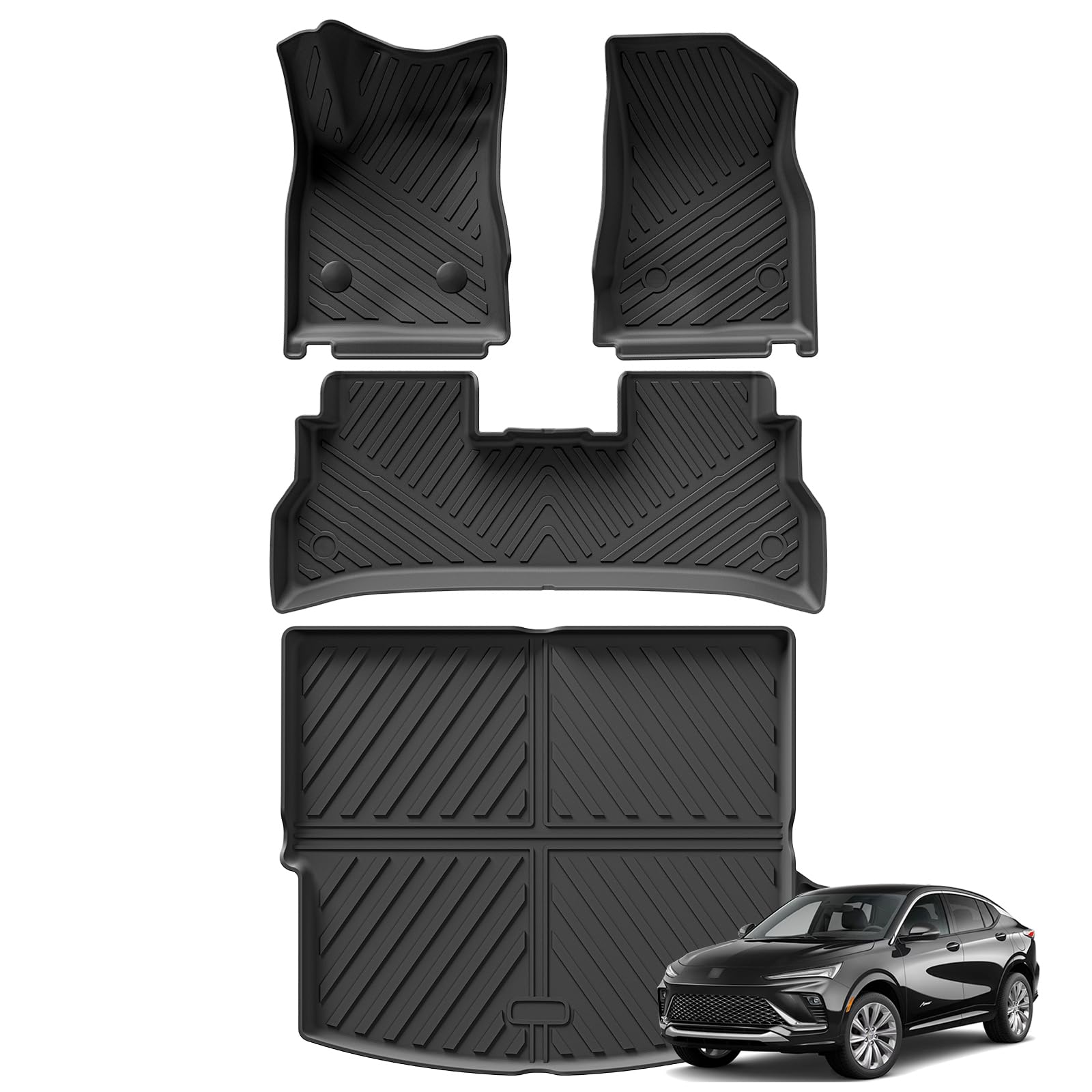 SMABEE All-Weather TPE Floor Mats & Cargo Liner for 2024-2025 Buick Envista - Heavy Duty 1-2 Row Custom Fit Car Floor Liners & Trunk Protector - Interior Accessories for SUV, Road Trips & Daily Commute